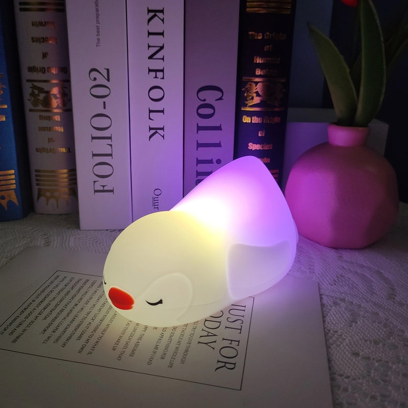 Bluejw Lying Penguin Night Light - Silicone Multicolor Bedside Lamp for Kids, Baby Nursery, Girlfriend - Rechargeable Night Lights Gift - Image 4